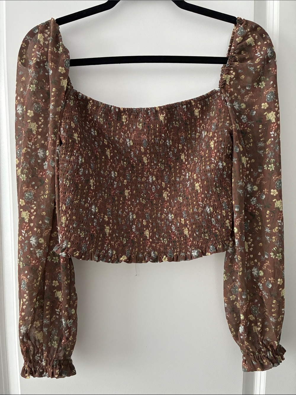 Aritzia Wilfred Size L Saga Floral Smocked Blouse
